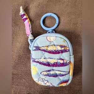 Fish Pattern Quilted AirPod Pouch with Keyring